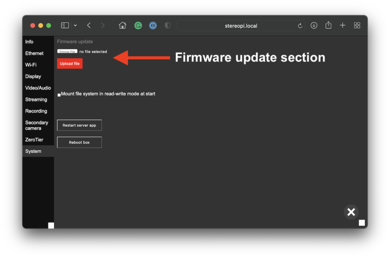 Firmware update section